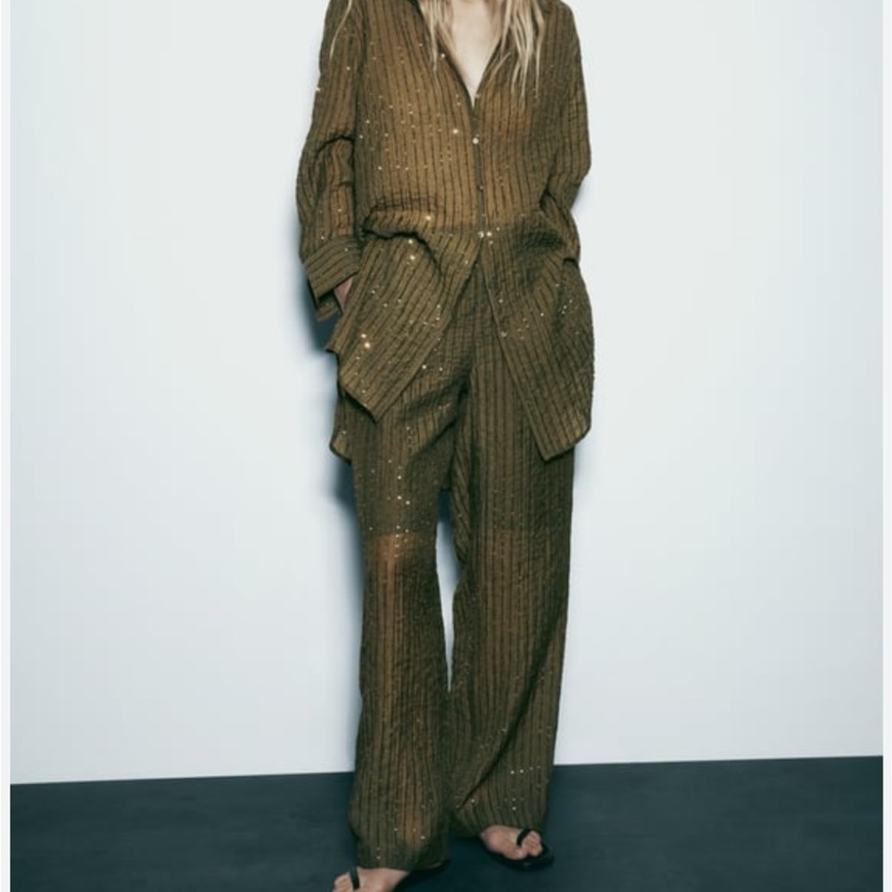 Zara Sequin Tunic Shirt & Pants Set